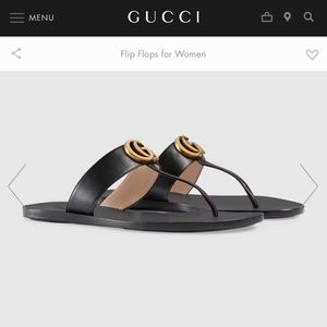 Women’s Gucci Leather thong sandal with Double G